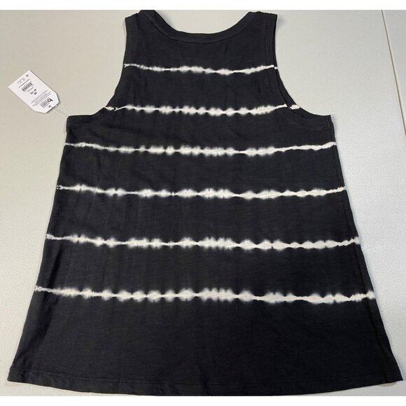 Time and Tru Womens Size M Tie-Dye Sleeveless Tank Top Black & White 100% Cotton - Picture 2 of 10